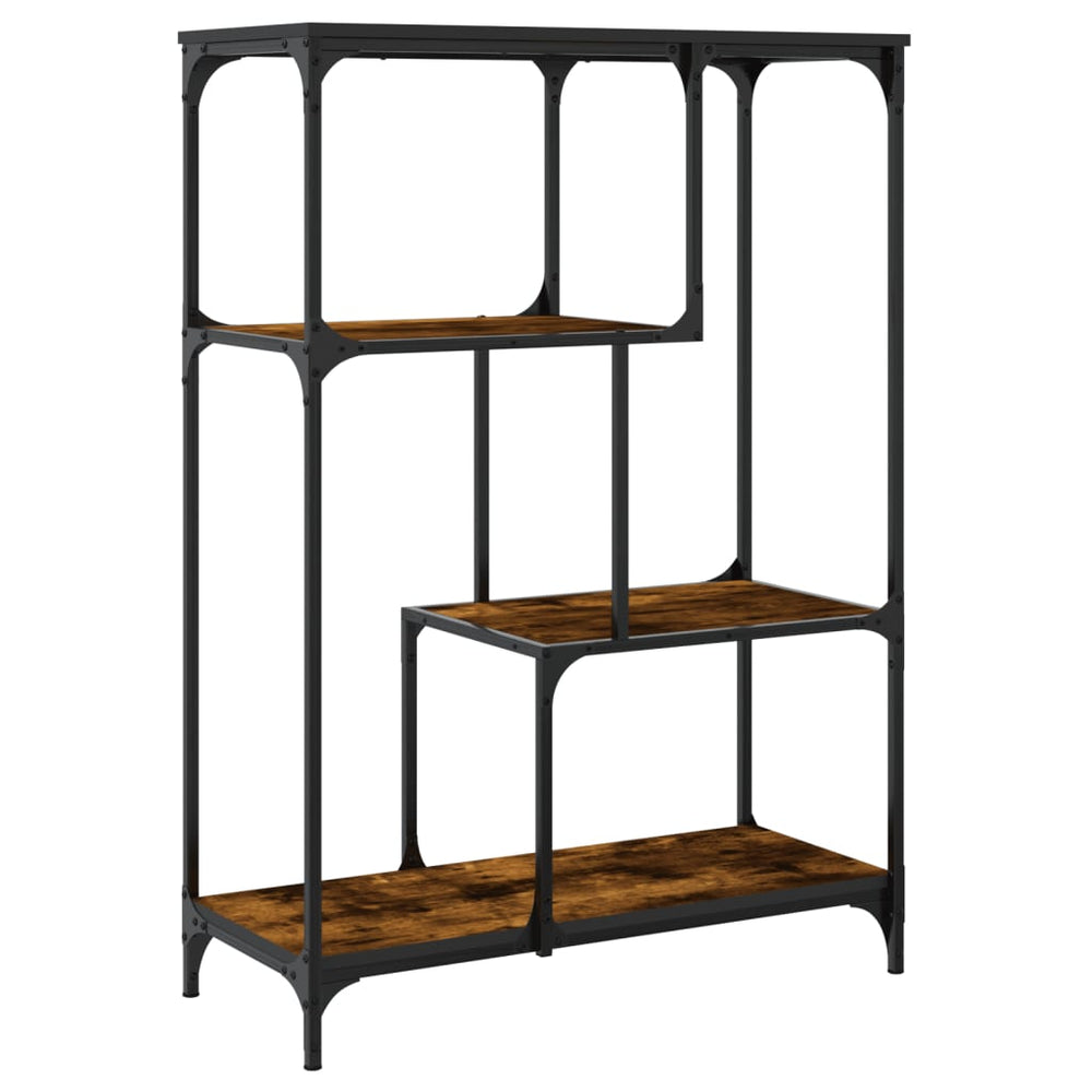 Boekenrek 81x36x115 cm bewerkt hout en staal gerookt eikenkleur MeubelReus