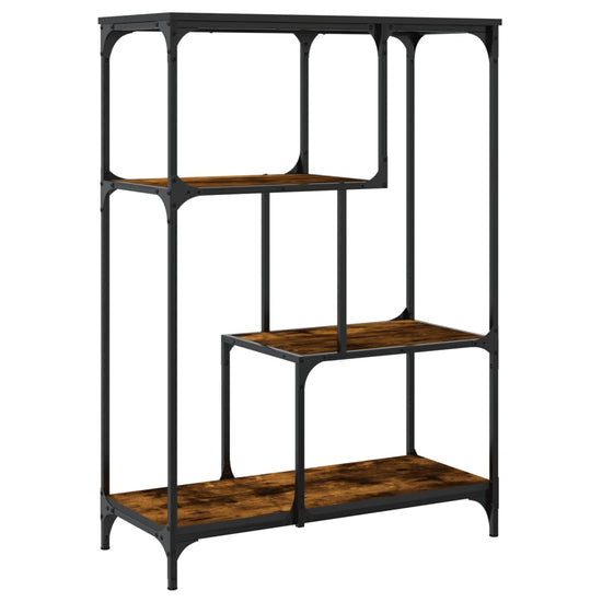 Boekenrek 81x36x115 cm bewerkt hout en staal gerookt eikenkleur MeubelReus