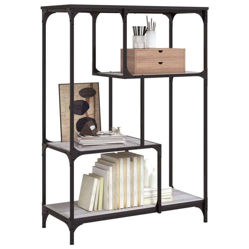 Boekenrek 81x36x115 cm bewerkt hout en staal grijs sonoma MeubelReus