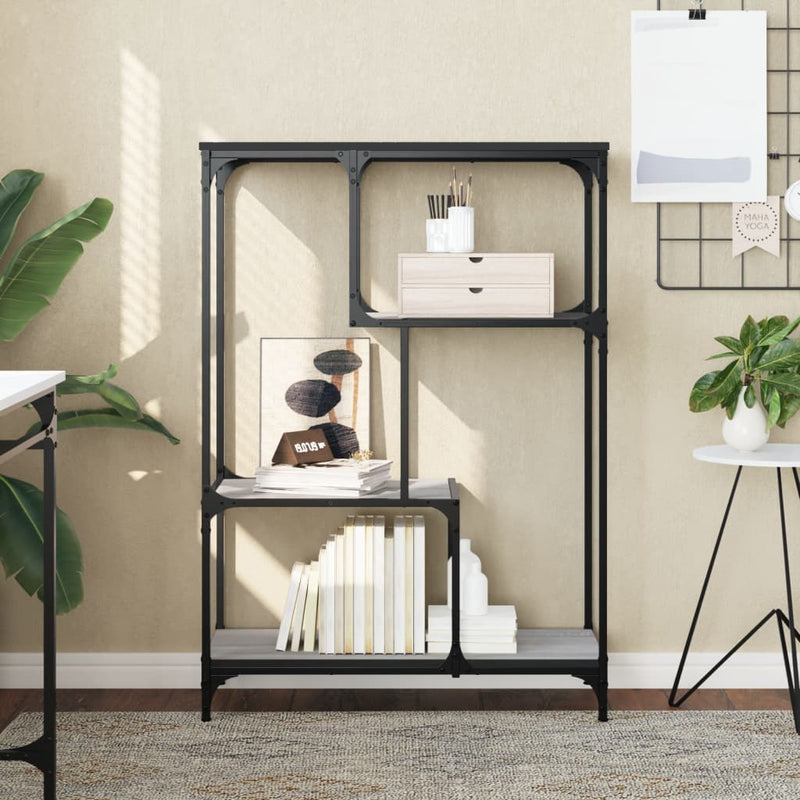 Boekenrek 81x36x115 cm bewerkt hout en staal grijs sonoma MeubelReus