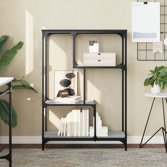 Boekenrek 81x36x115 cm bewerkt hout en staal grijs sonoma MeubelReus