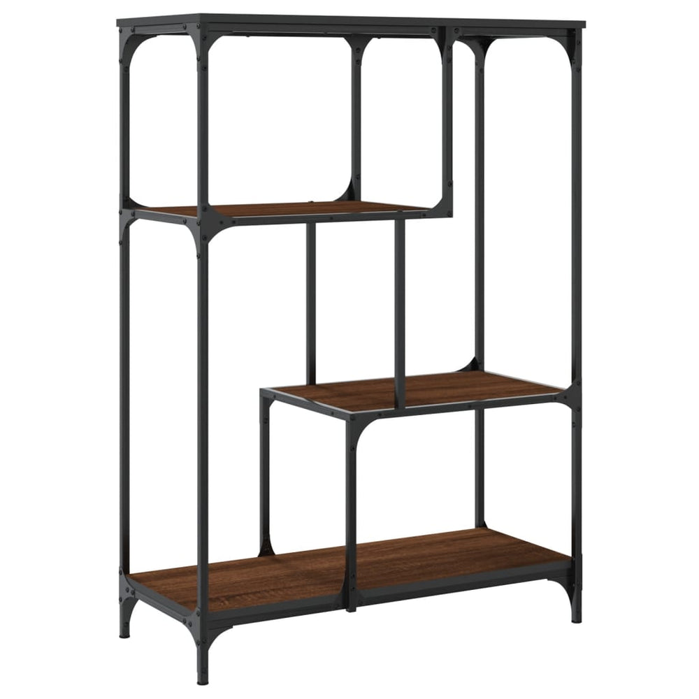 Boekenkast 81x36x115 cm bewerkt hout en staal bruin eikenkleur MeubelReus