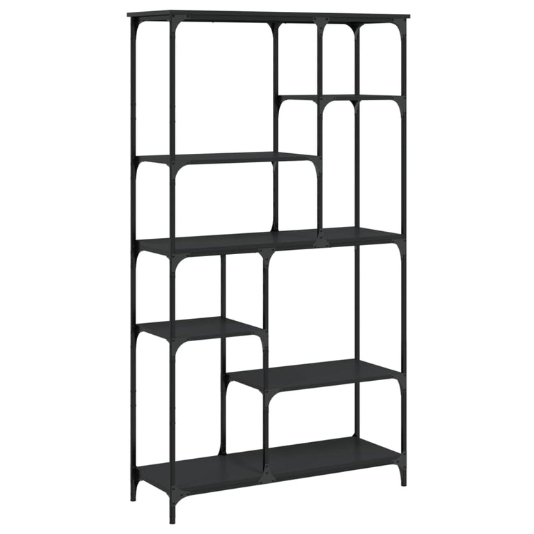 Boekenrek 99x35,5x176 cm bewerkt hout en staal zwart MeubelReus