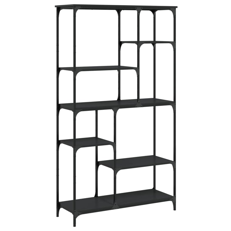 Boekenrek 99x35,5x176 cm bewerkt hout en staal zwart MeubelReus