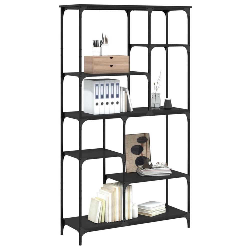 Boekenrek 99x35,5x176 cm bewerkt hout en staal zwart MeubelReus