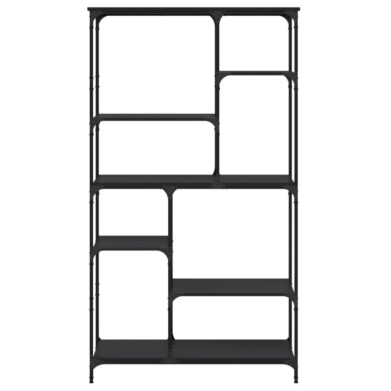 Boekenrek 99x35,5x176 cm bewerkt hout en staal zwart MeubelReus
