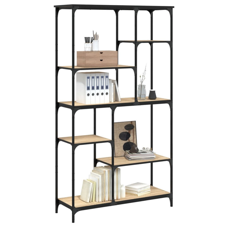 Boekenrek 99x35,5x176 cm bewerkt hout en staal sonoma eiken MeubelReus
