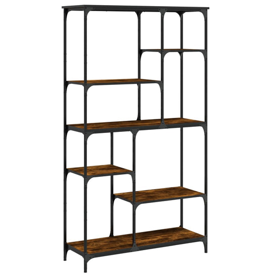 Boekenrek 99x35,5x176 cm bewerkt hout en staal gerookt eiken MeubelReus