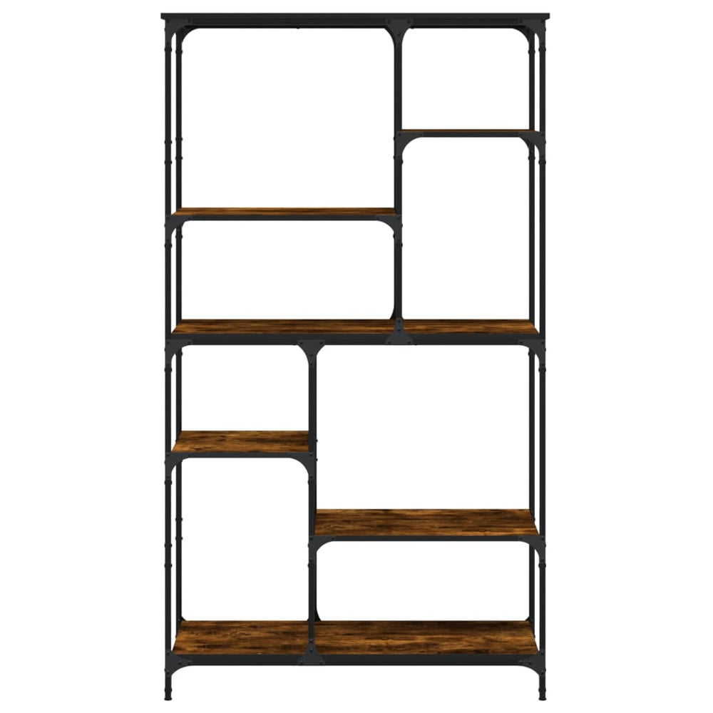 Boekenrek 99x35,5x176 cm bewerkt hout en staal gerookt eiken MeubelReus
