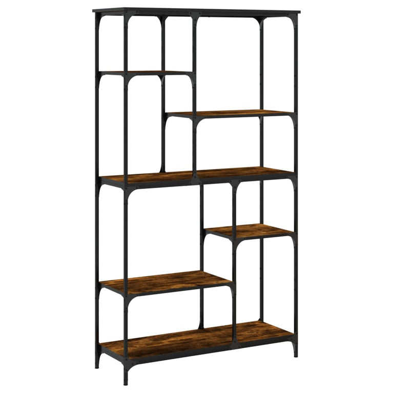 Boekenrek 99x35,5x176 cm bewerkt hout en staal gerookt eiken MeubelReus