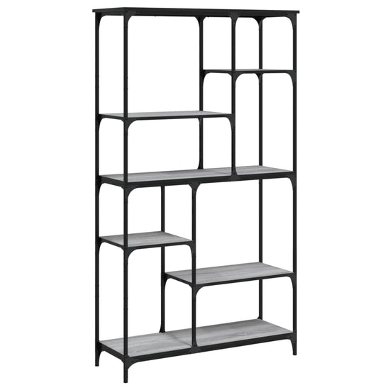 Boekenrek 99x35,5x176 cm bewerkt hout en staal grijs sonoma MeubelReus