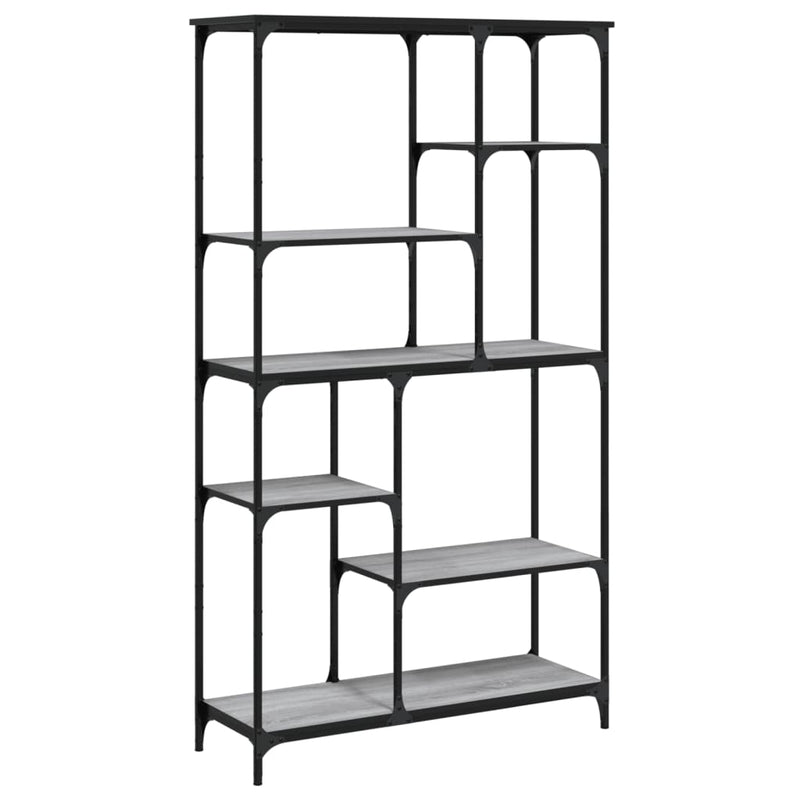 Boekenrek 99x35,5x176 cm bewerkt hout en staal grijs sonoma MeubelReus