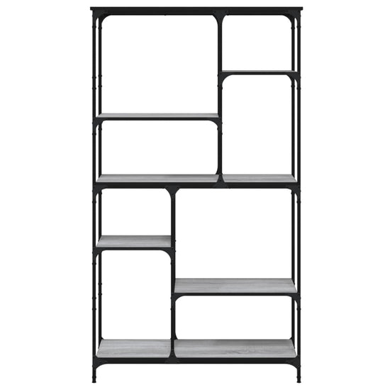 Boekenrek 99x35,5x176 cm bewerkt hout en staal grijs sonoma MeubelReus