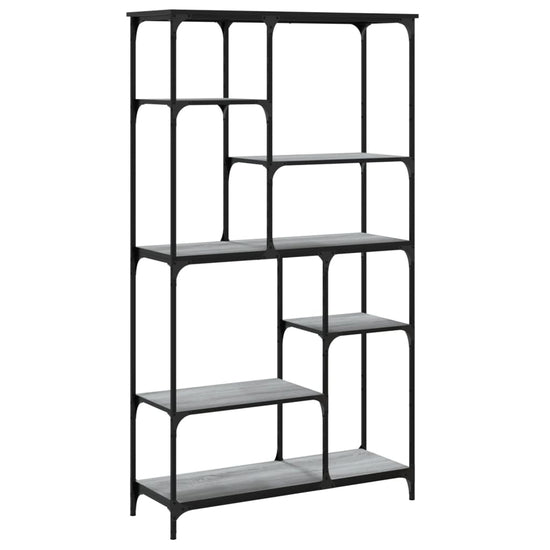 Boekenrek 99x35,5x176 cm bewerkt hout en staal grijs sonoma MeubelReus