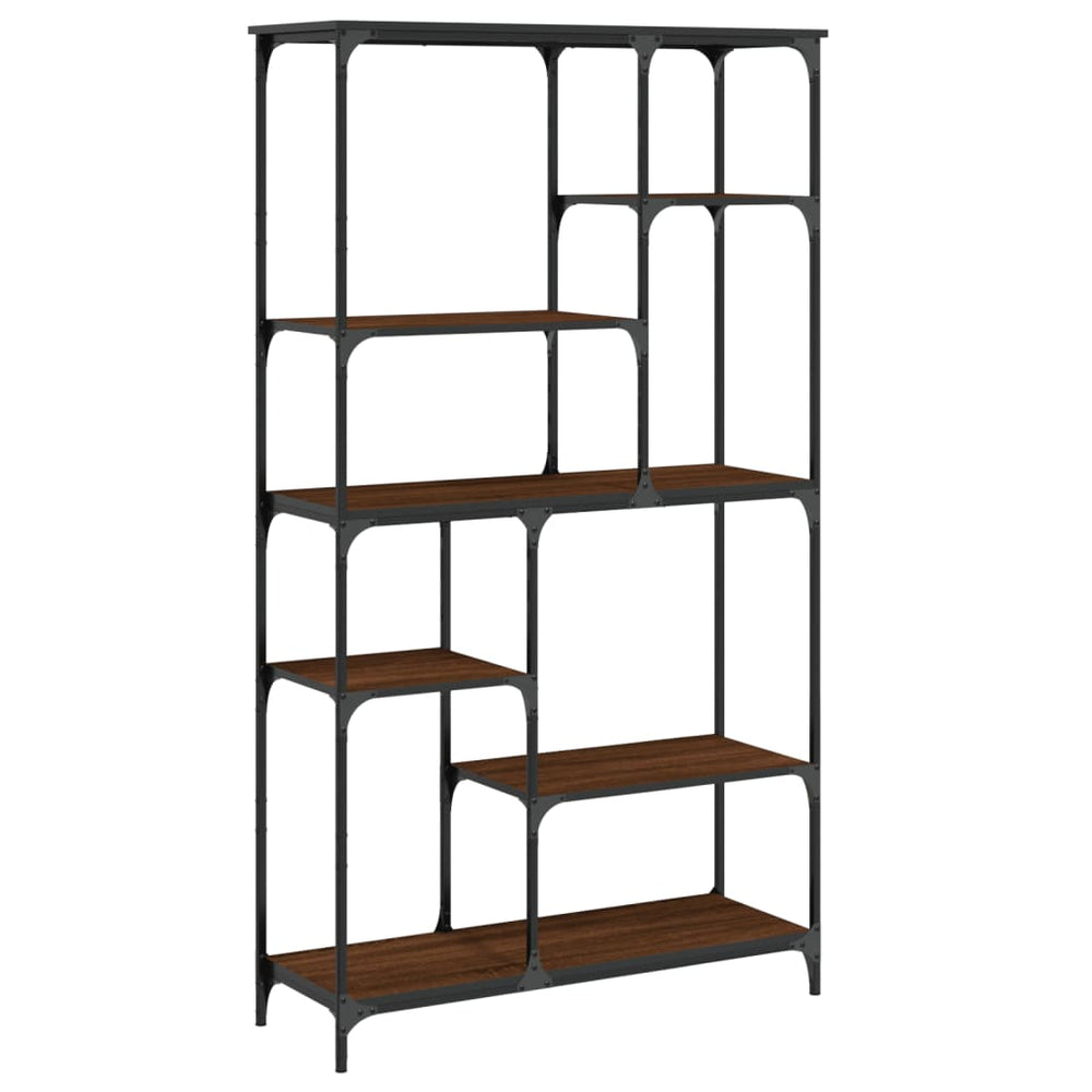 Boekenrek 99x35,5x176 cm bewerkt hout en staal bruin eikenkleur MeubelReus