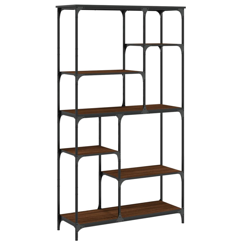 Boekenrek 99x35,5x176 cm bewerkt hout en staal bruin eikenkleur MeubelReus