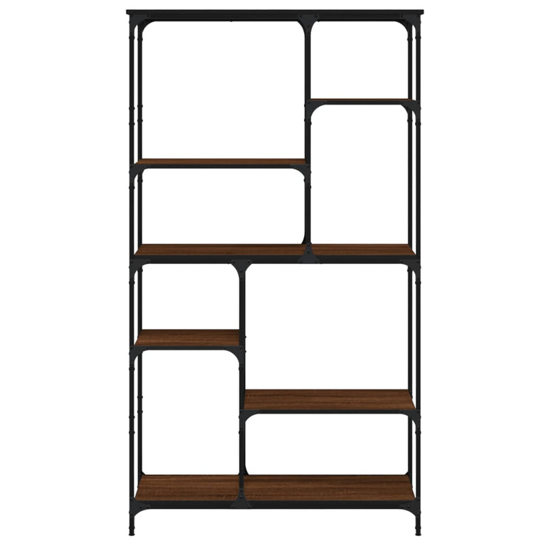 Boekenrek 99x35,5x176 cm bewerkt hout en staal bruin eikenkleur MeubelReus