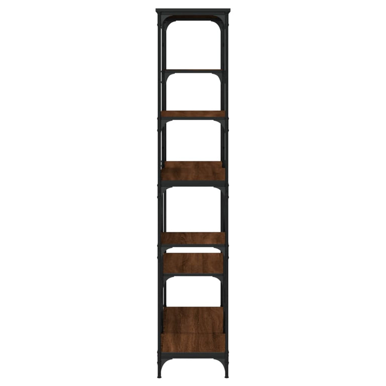 Boekenrek 99x35,5x176 cm bewerkt hout en staal bruin eikenkleur MeubelReus