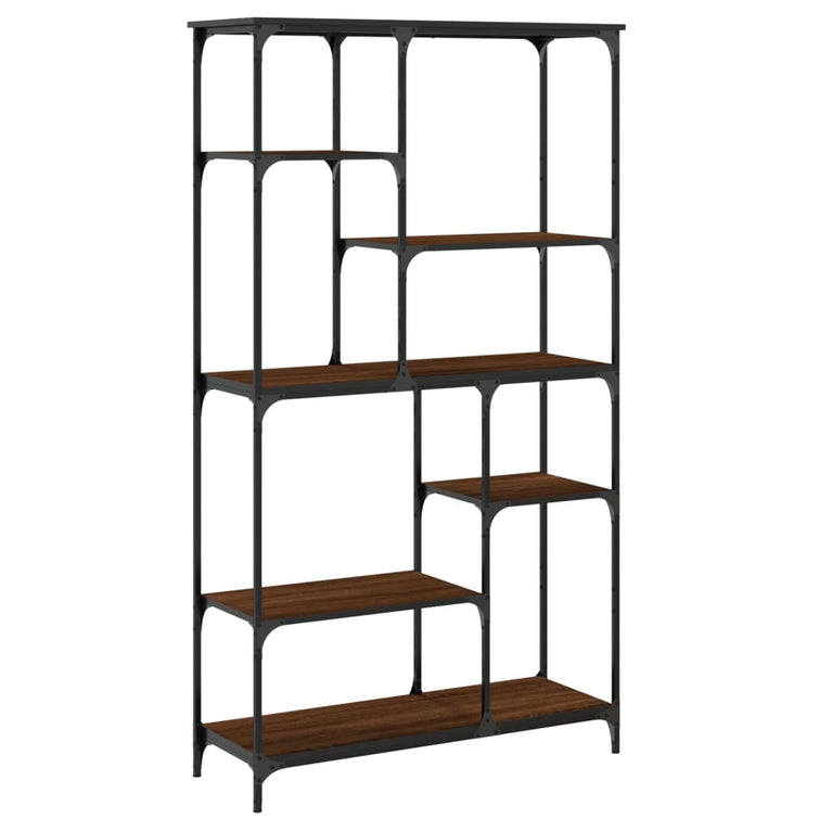 Boekenrek 99x35,5x176 cm bewerkt hout en staal bruin eikenkleur MeubelReus