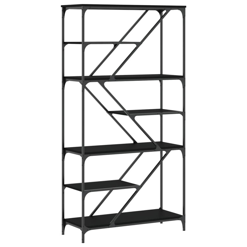 Boekenrek 91x36x176 cm bewerkt hout en staal zwart MeubelReus