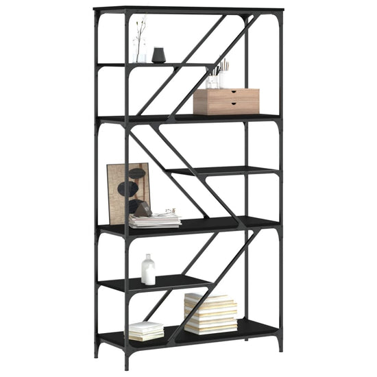 Boekenrek 91x36x176 cm bewerkt hout en staal zwart MeubelReus