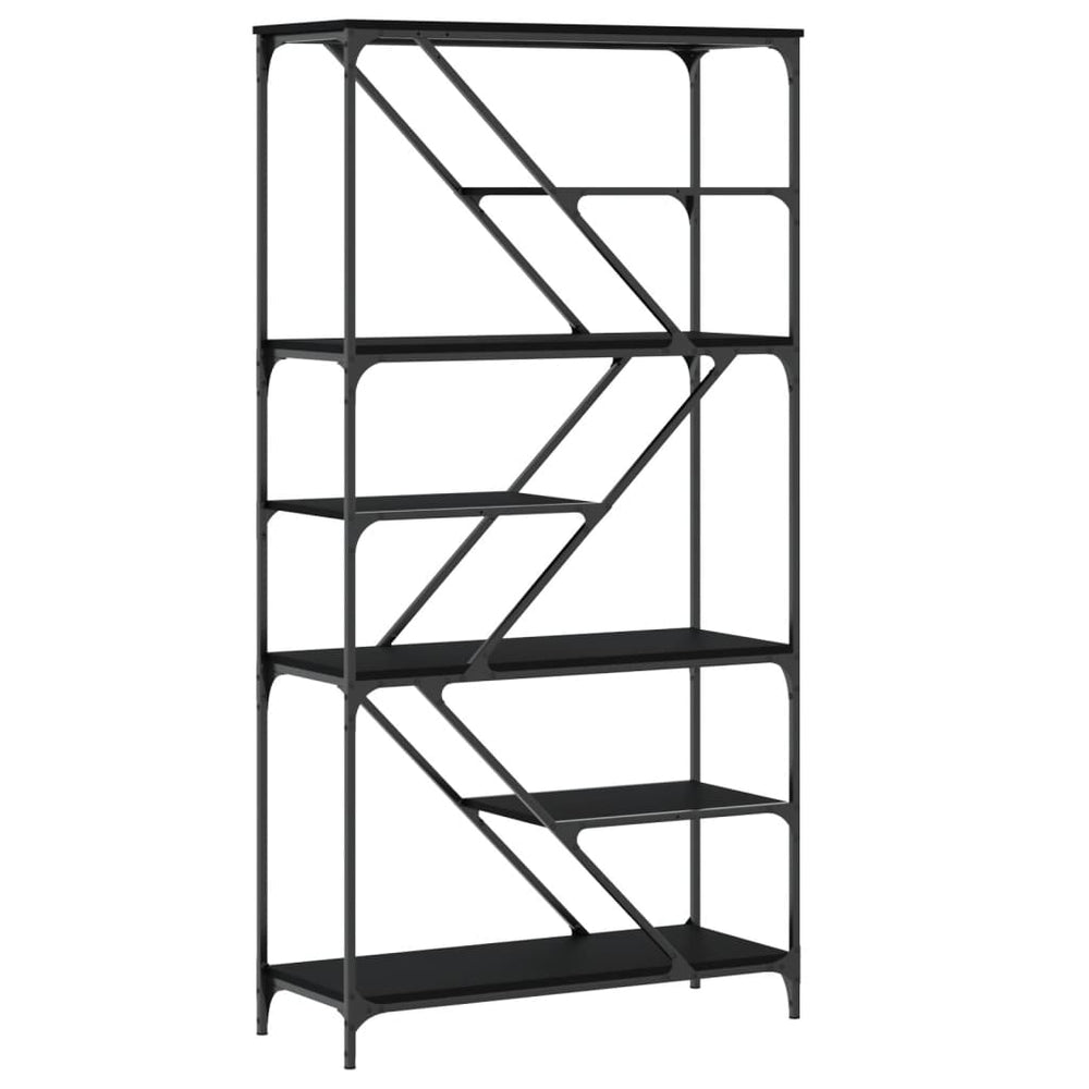 Boekenrek 91x36x176 cm bewerkt hout en staal zwart MeubelReus