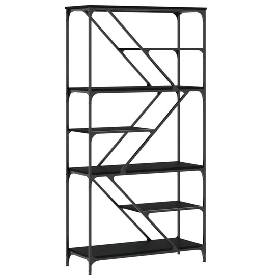 Boekenrek 91x36x176 cm bewerkt hout en staal zwart MeubelReus