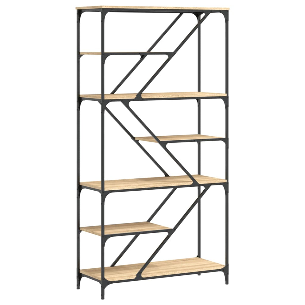 Boekenrek 91x36x176 cm bewerkt hout en staal sonoma eikenkleur MeubelReus