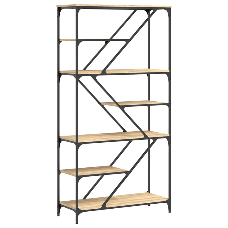 Boekenrek 91x36x176 cm bewerkt hout en staal sonoma eikenkleur MeubelReus