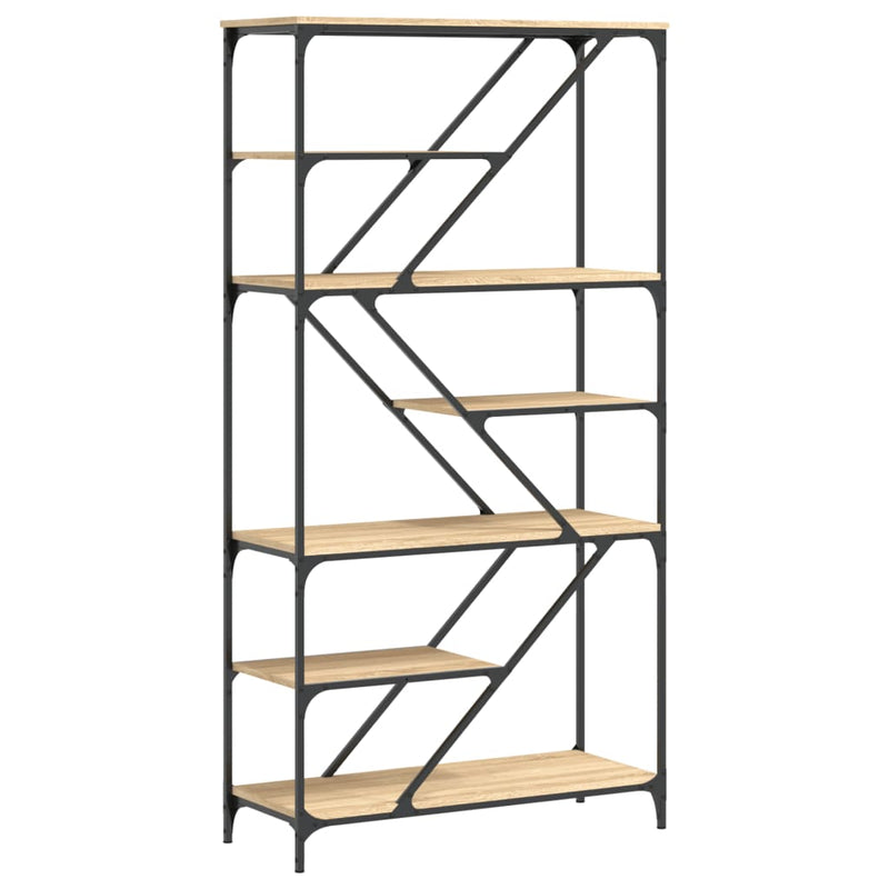 Boekenrek 91x36x176 cm bewerkt hout en staal sonoma eikenkleur MeubelReus