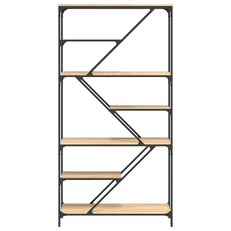 Boekenrek 91x36x176 cm bewerkt hout en staal sonoma eikenkleur MeubelReus
