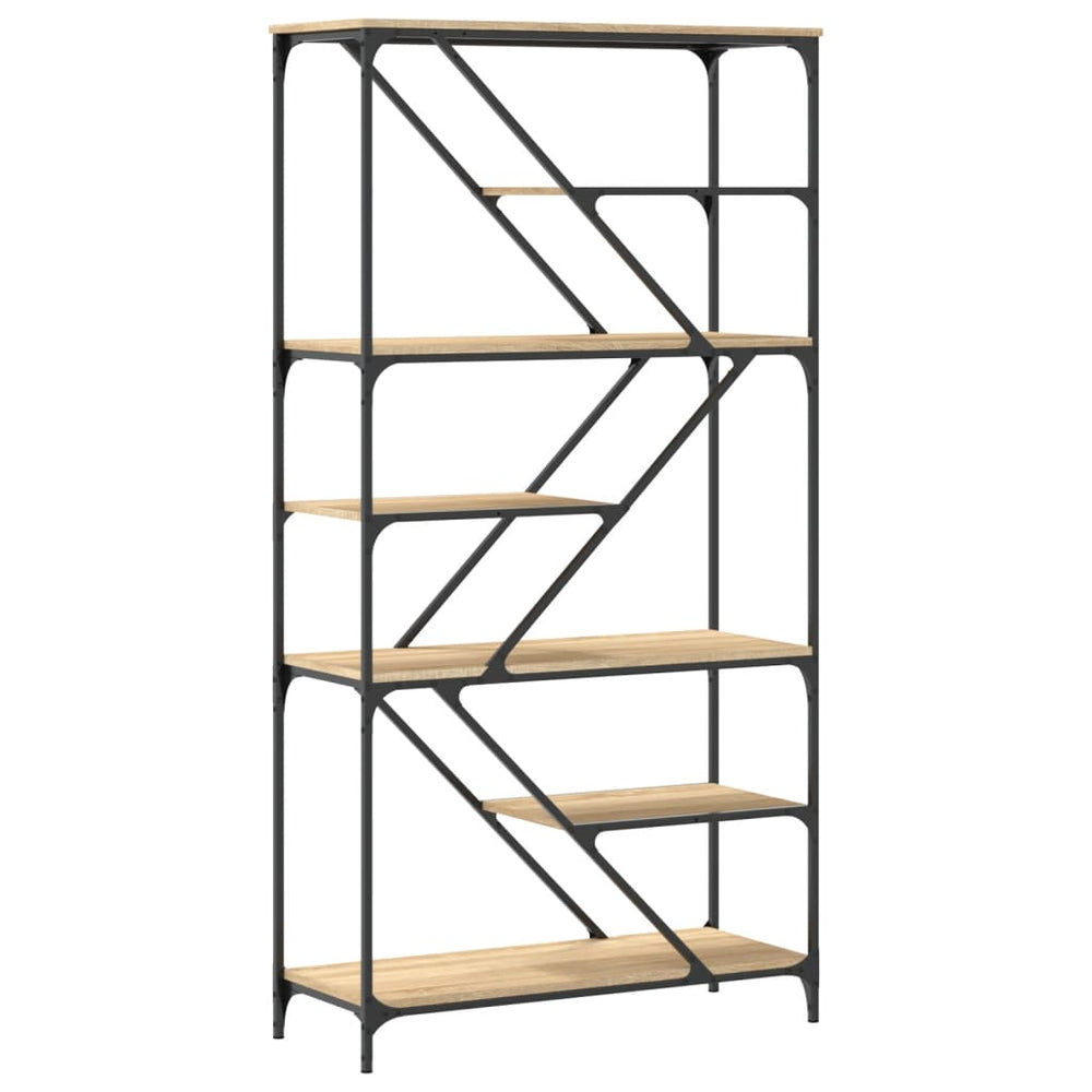 Boekenrek 91x36x176 cm bewerkt hout en staal sonoma eikenkleur MeubelReus