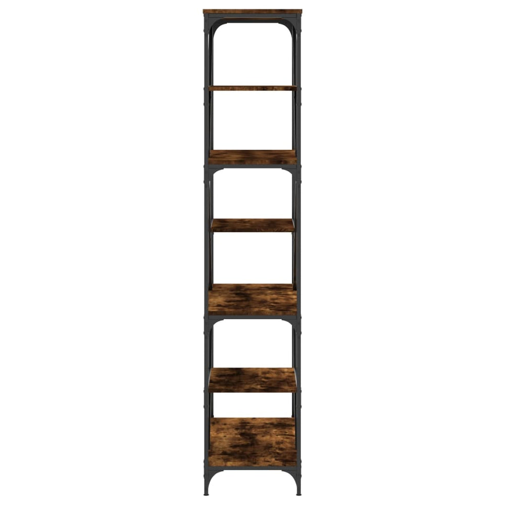 Boekenrek 91x36x176 cm bewerkt hout en staal gerookt eikenkleur MeubelReus