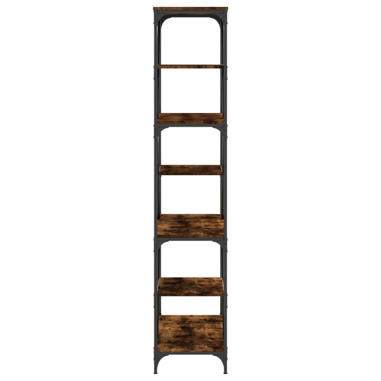 Boekenrek 91x36x176 cm bewerkt hout en staal gerookt eikenkleur MeubelReus