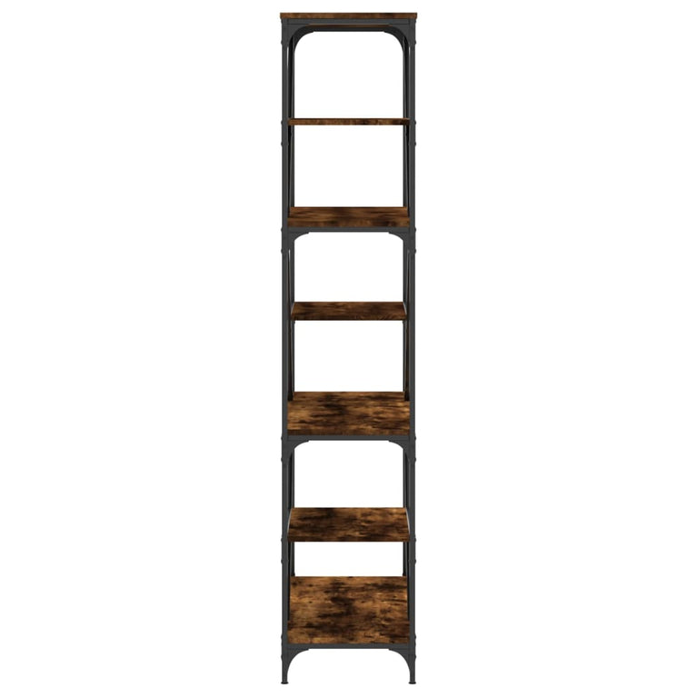 Boekenrek 91x36x176 cm bewerkt hout en staal gerookt eikenkleur MeubelReus