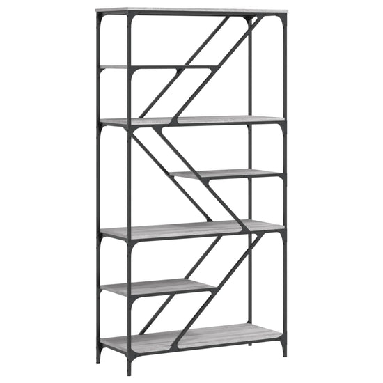 Boekenrek 91x36x176 cm bewerkt hout en staal grijs sonoma MeubelReus