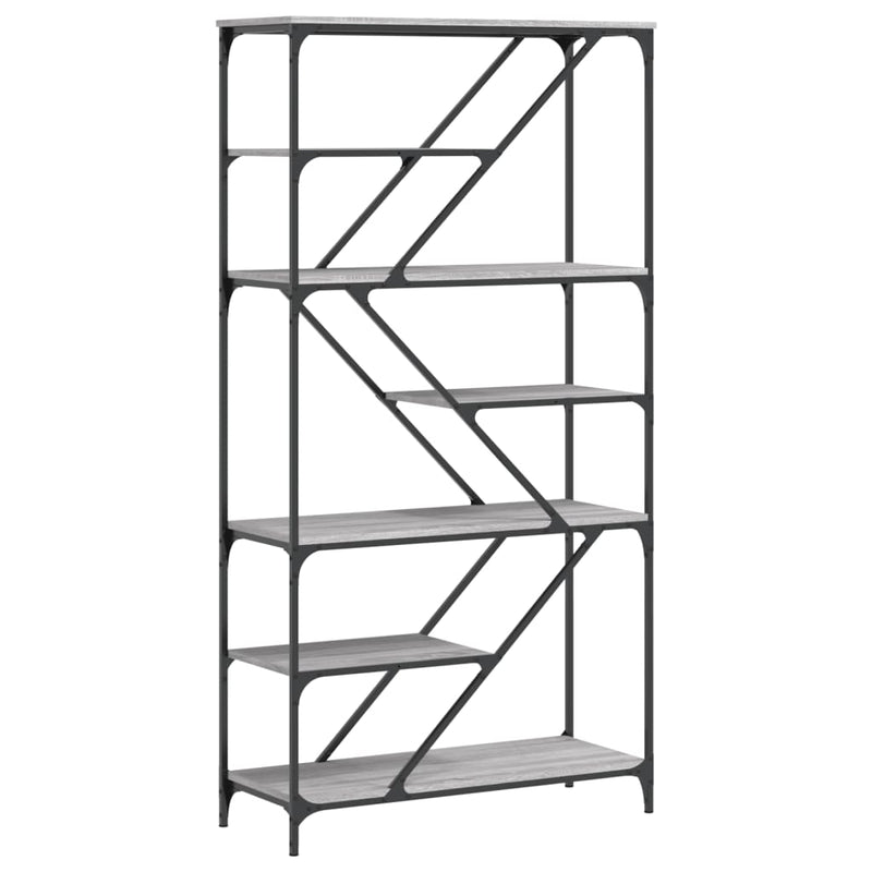 Boekenrek 91x36x176 cm bewerkt hout en staal grijs sonoma MeubelReus