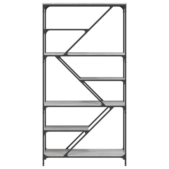 Boekenrek 91x36x176 cm bewerkt hout en staal grijs sonoma MeubelReus