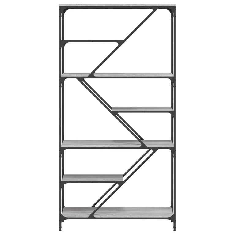 Boekenrek 91x36x176 cm bewerkt hout en staal grijs sonoma MeubelReus