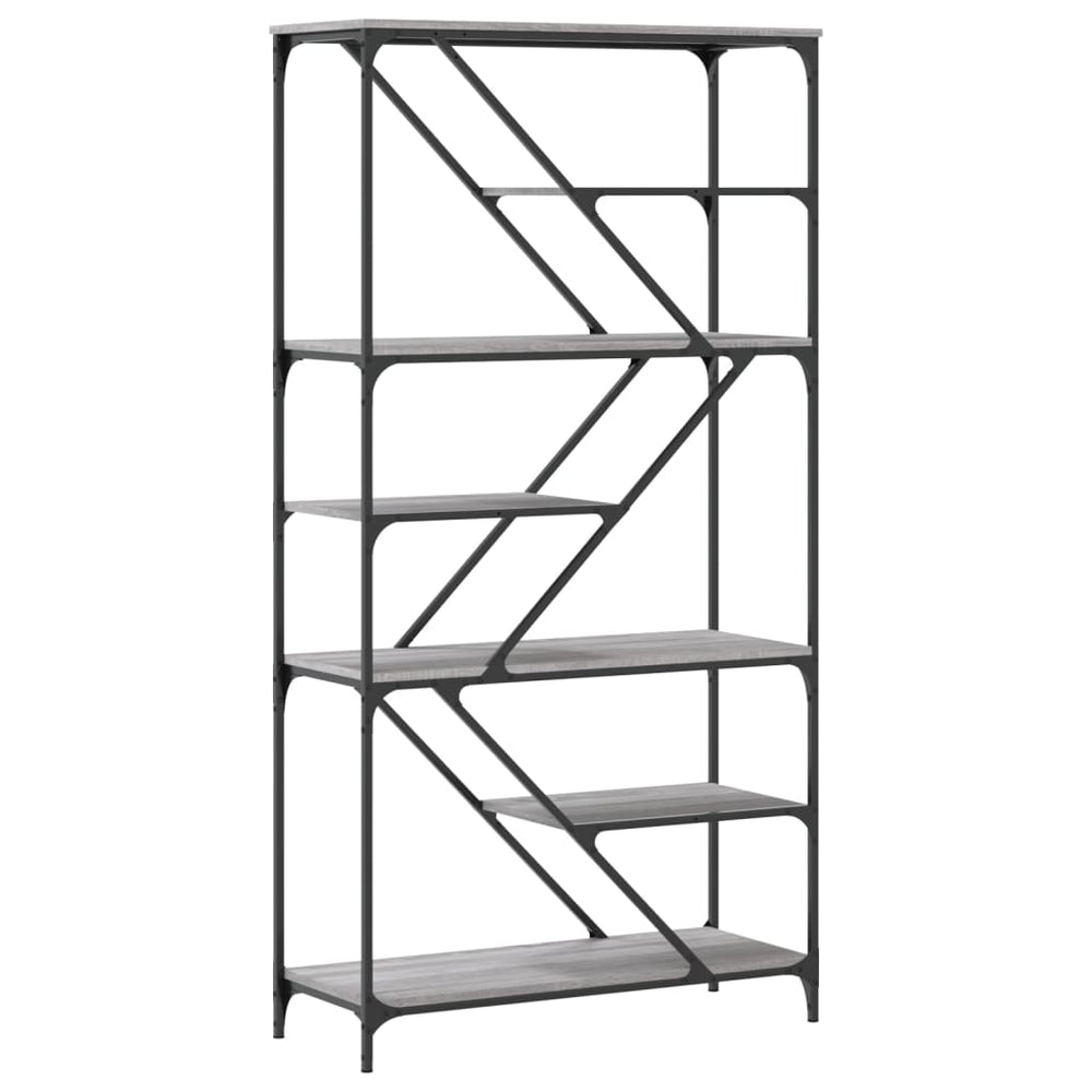 Boekenrek 91x36x176 cm bewerkt hout en staal grijs sonoma MeubelReus