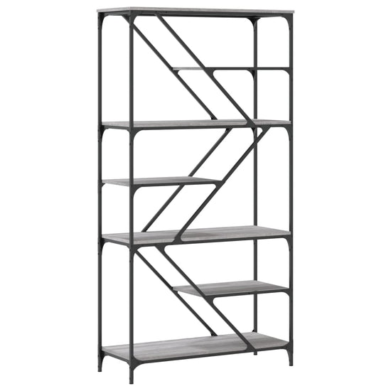 Boekenrek 91x36x176 cm bewerkt hout en staal grijs sonoma MeubelReus
