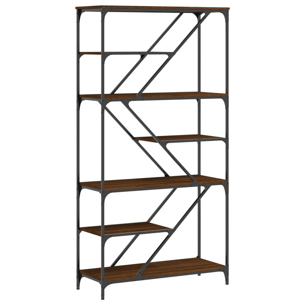 Boekenrek 91x36x176 cm bewerkt hout en staal bruin eikenkleur MeubelReus