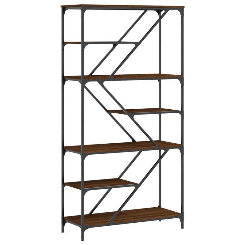 Boekenrek 91x36x176 cm bewerkt hout en staal bruin eikenkleur MeubelReus