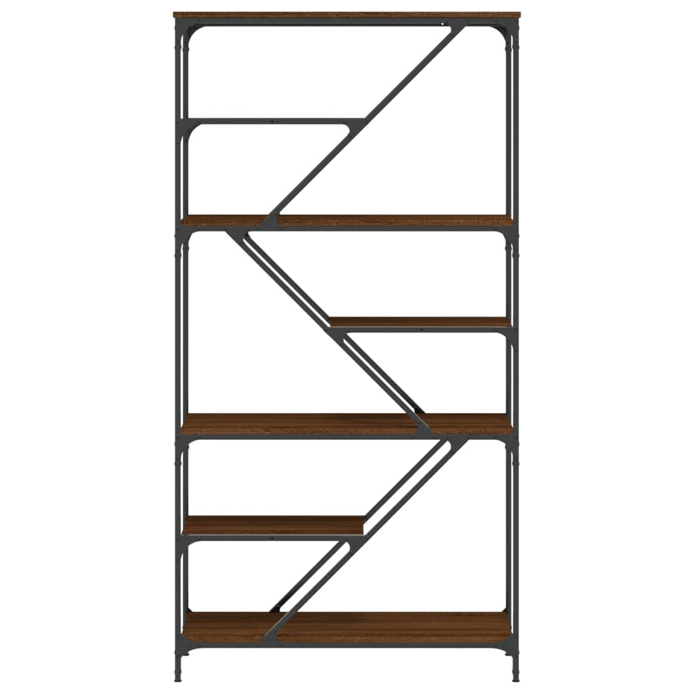 Boekenrek 91x36x176 cm bewerkt hout en staal bruin eikenkleur MeubelReus