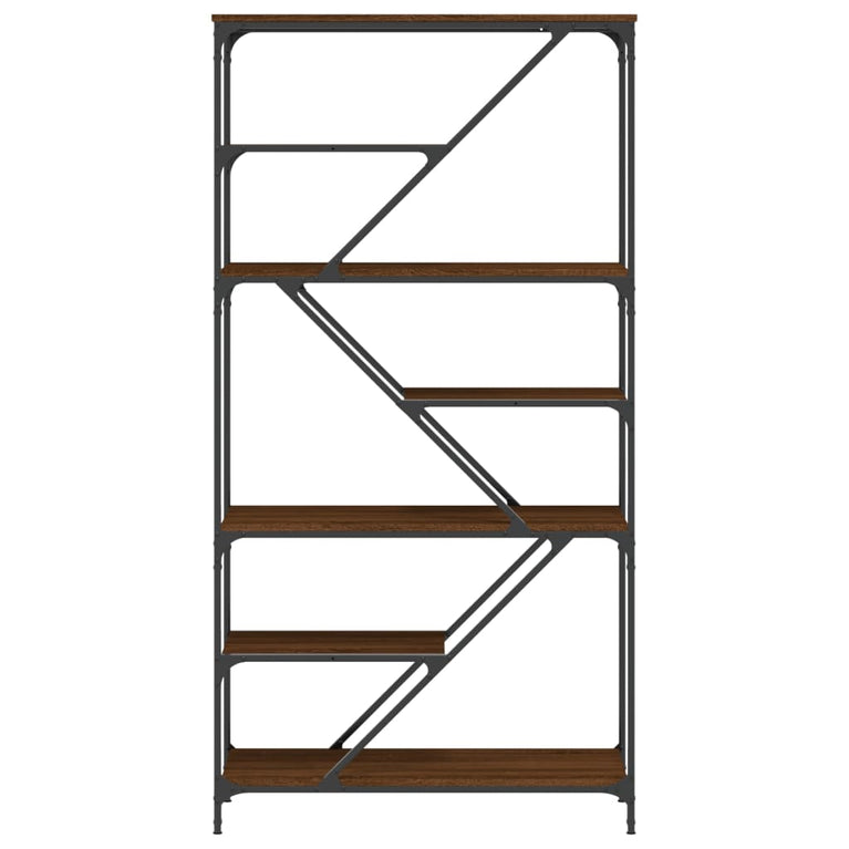 Boekenrek 91x36x176 cm bewerkt hout en staal bruin eikenkleur MeubelReus