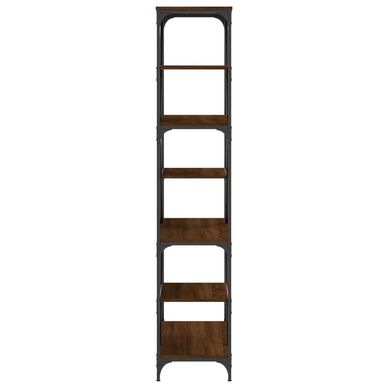 Boekenrek 91x36x176 cm bewerkt hout en staal bruin eikenkleur MeubelReus