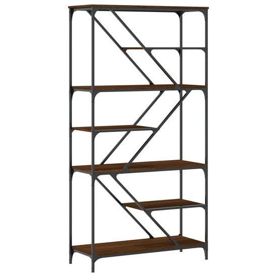 Boekenrek 91x36x176 cm bewerkt hout en staal bruin eikenkleur MeubelReus