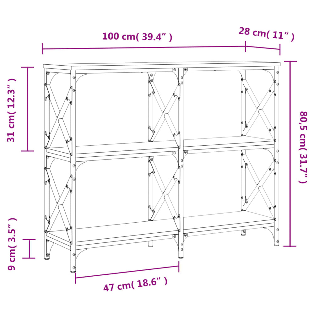 Wandtafel 100x28x80,5 cm bewerkt hout grijs sonoma eikenkleurig MeubelReus