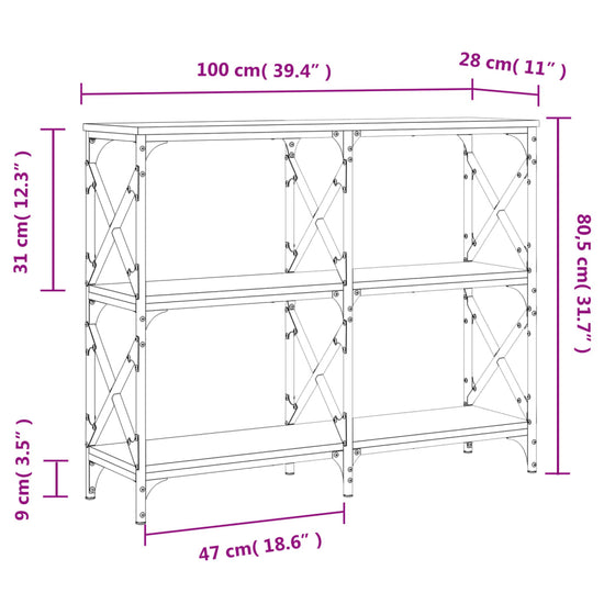 Wandtafel 100x28x80,5 cm bewerkt hout grijs sonoma eikenkleurig MeubelReus