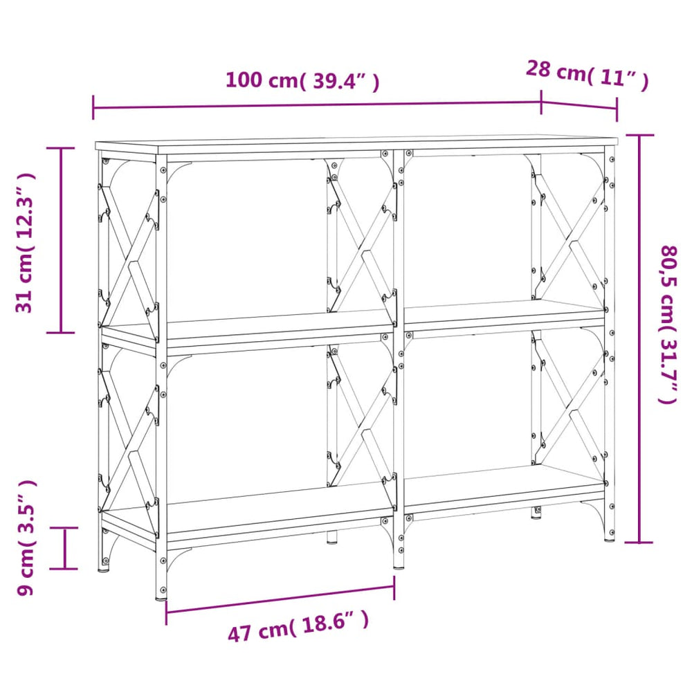 Wandtafel 100x28x80,5 cm bewerkt hout bruin eikenkleur MeubelReus